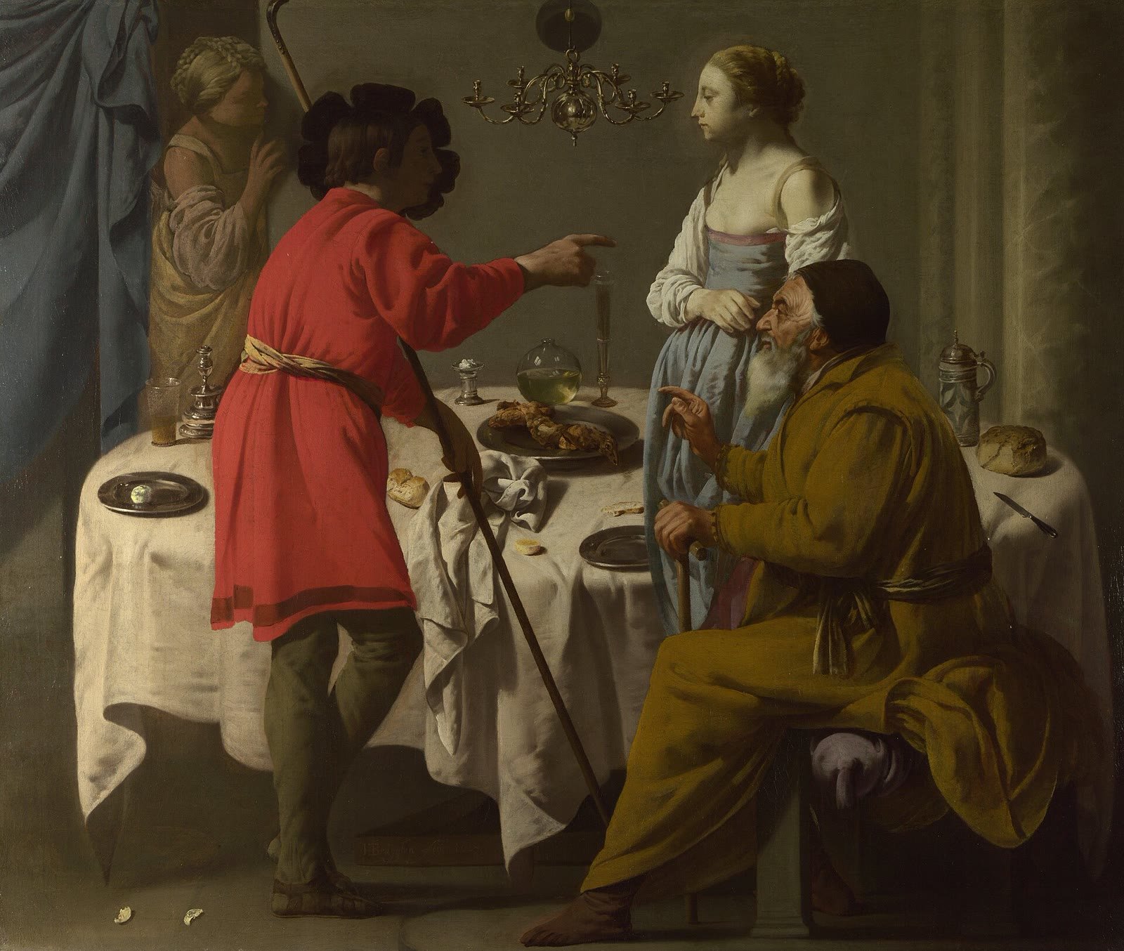 Jacó repreende Labão por lhe dar Lia em lugar de Raquel, de Hendrick ter Brugghen